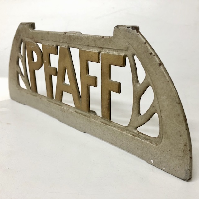 SEWING MACHINE SIGN, Vintage Steel 'PFAFF' (off treadle machine)